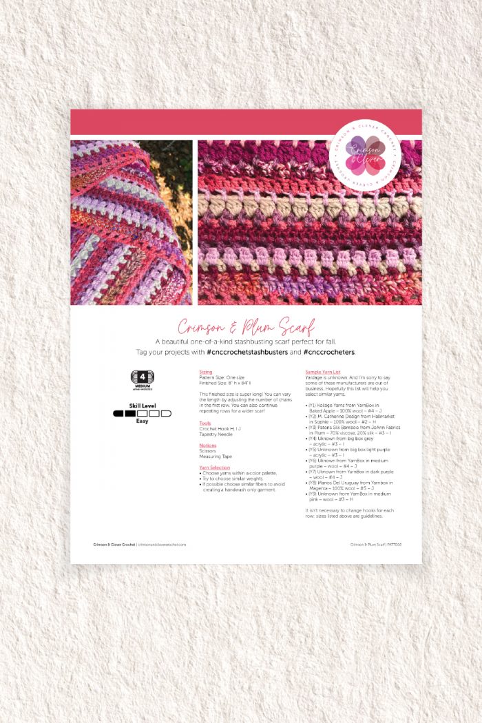 Crochet Scarf Pattern Paper Version Preview Image