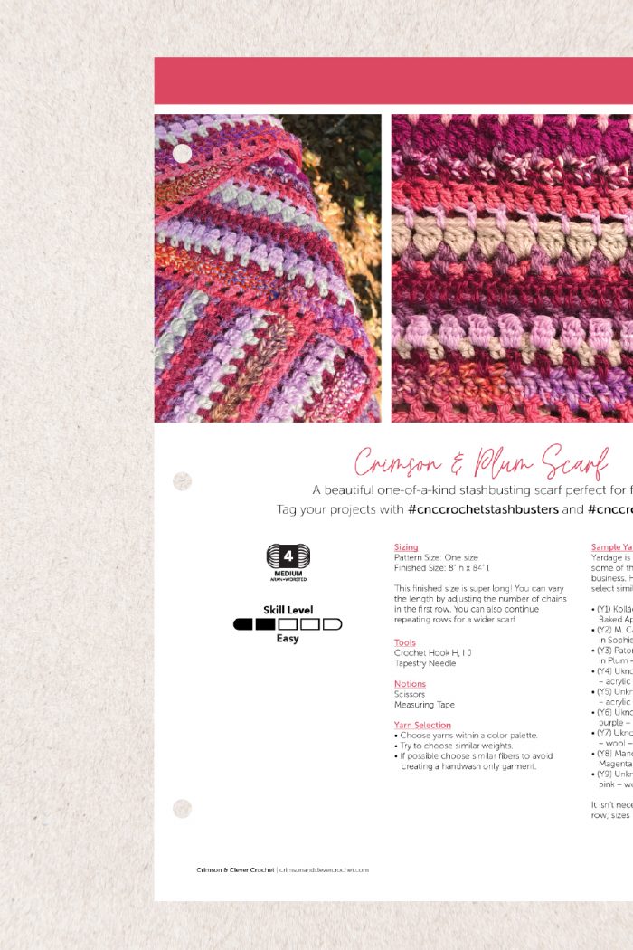 Crochet Scarf Pattern Paper Version Close-Up Preview Image