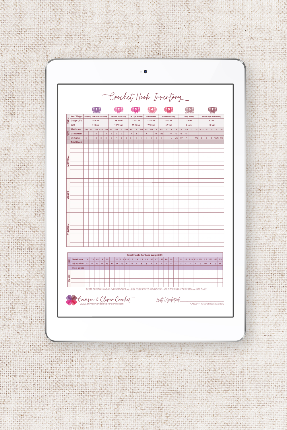 Crochet Hook Inventory Chart - Image 2