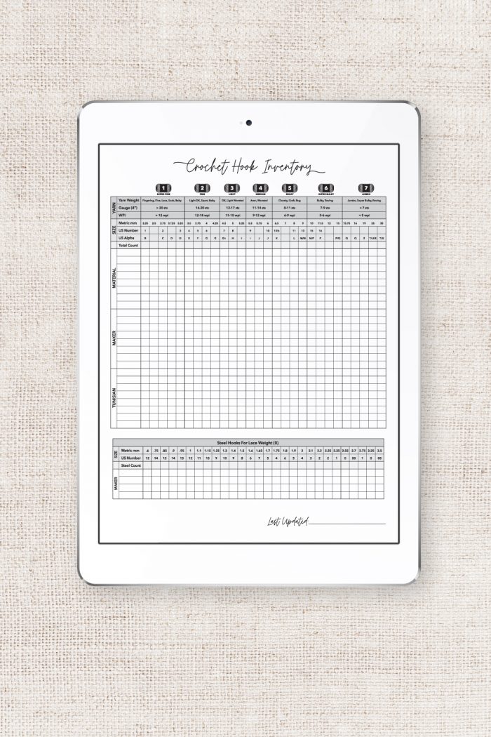 Crochet Hook Inventory Chart (Unbranded) - Image 2