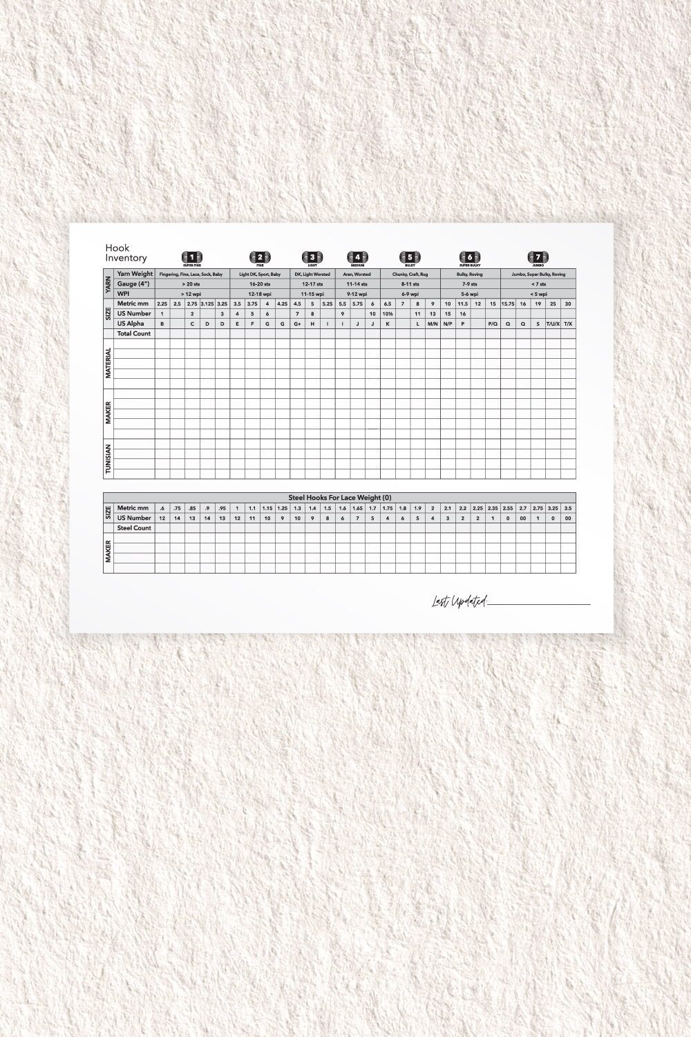 Crochet Hook Inventory Chart (Unbranded) - Image 4