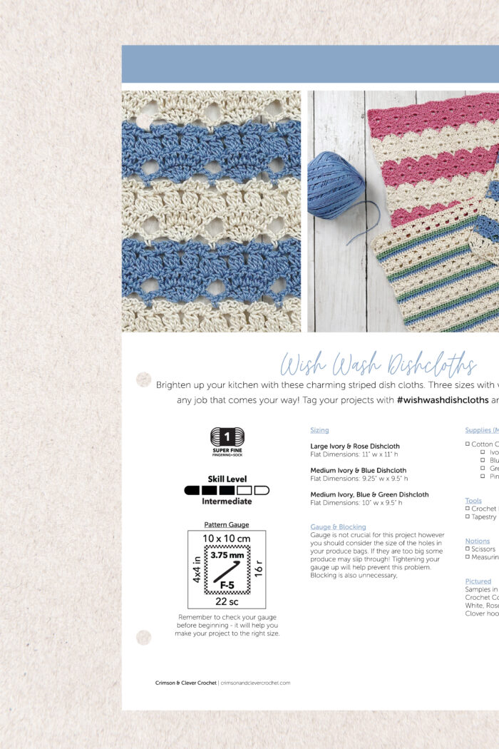 Printed Crochet Dishcloths Pattern