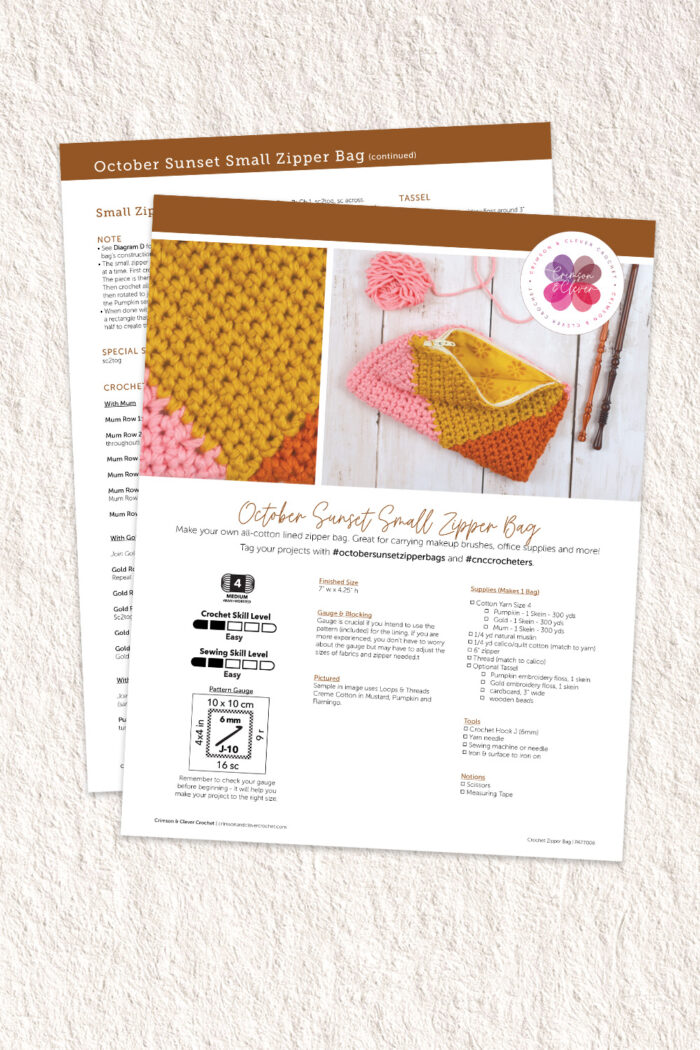 Sunset Small Zipper Bag Crochet Pattern - Image 4