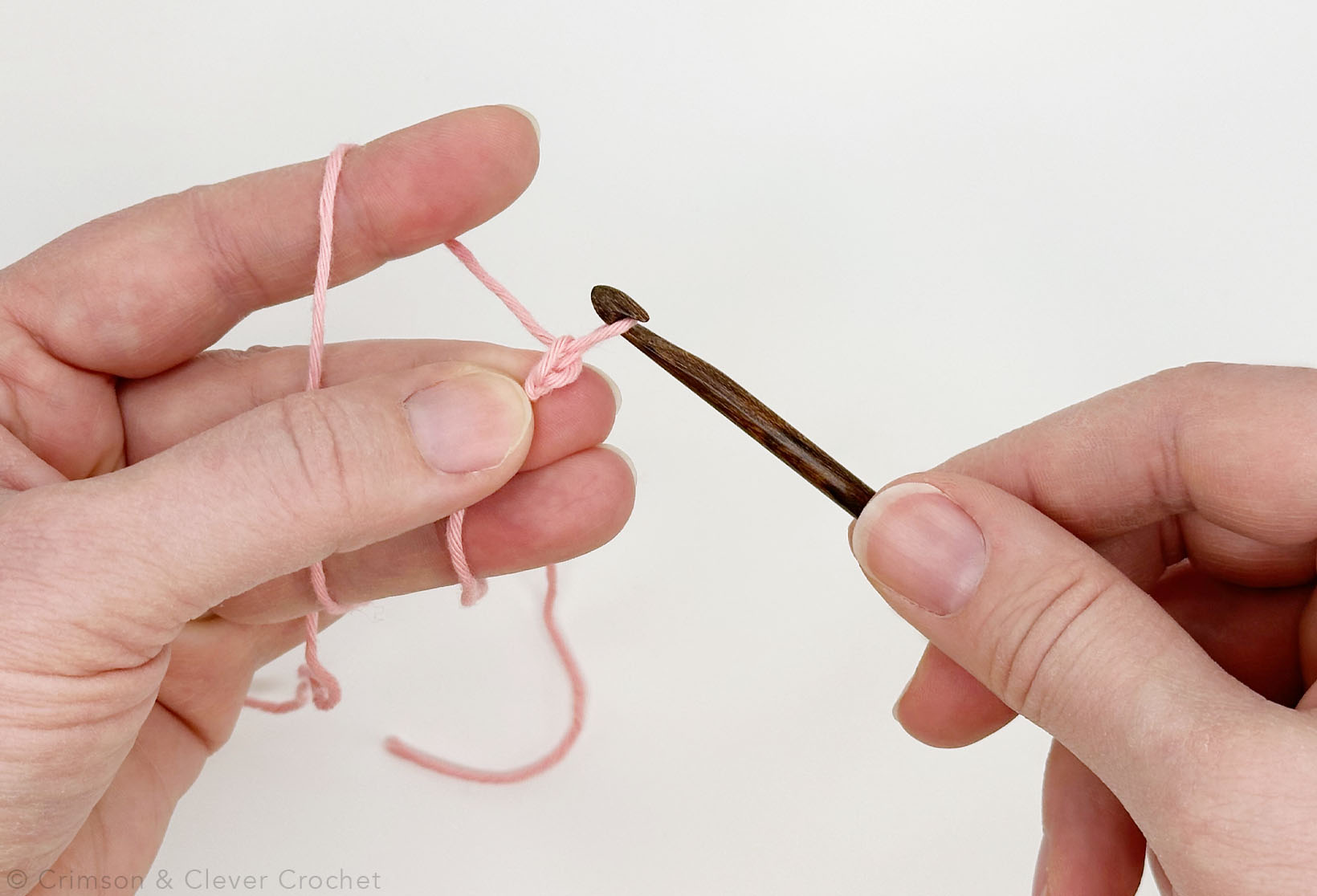 To begin crocheting, make a length of chains.